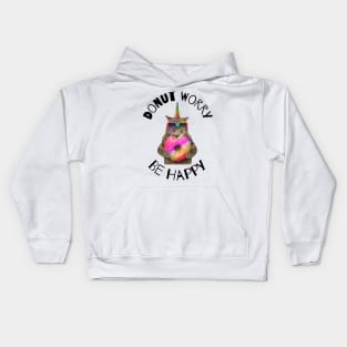 Donut Worry Be Happy Donut Lover Kids Hoodie